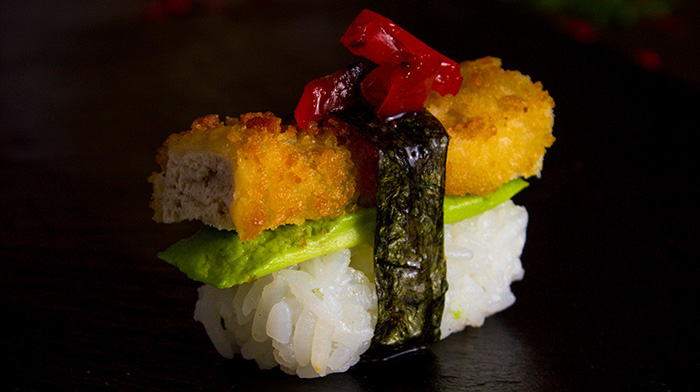 Nigiris de Tofu, Palta y Morrón Nigiris de Tofu, Palta y Morrón